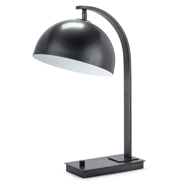 white underside of adjustable metal desk lamp